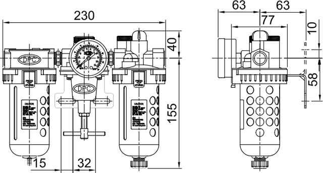 气源处理三联件P796尺寸图